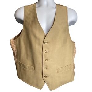 Vintage Mens Tan Paisley Suit Vest Formal Waistcoat Est Sz 42 Dapper Gentleman